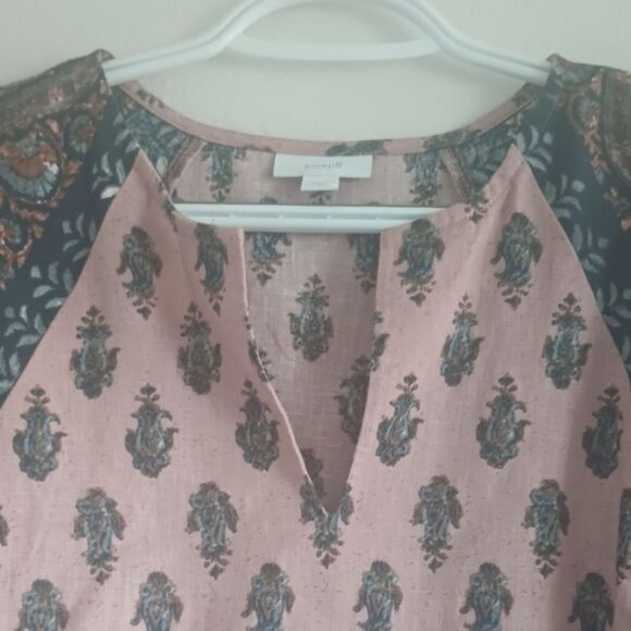 J. Jill Pure Jill Blouse Women's Sz M Folkloric Stamped Tunic Bohemian Lagenlook - Picture 7 of 9